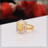 1 Gram Gold Plated Yellow Stone With Diamond Designer Ring For Ladies - Style Lrg-089