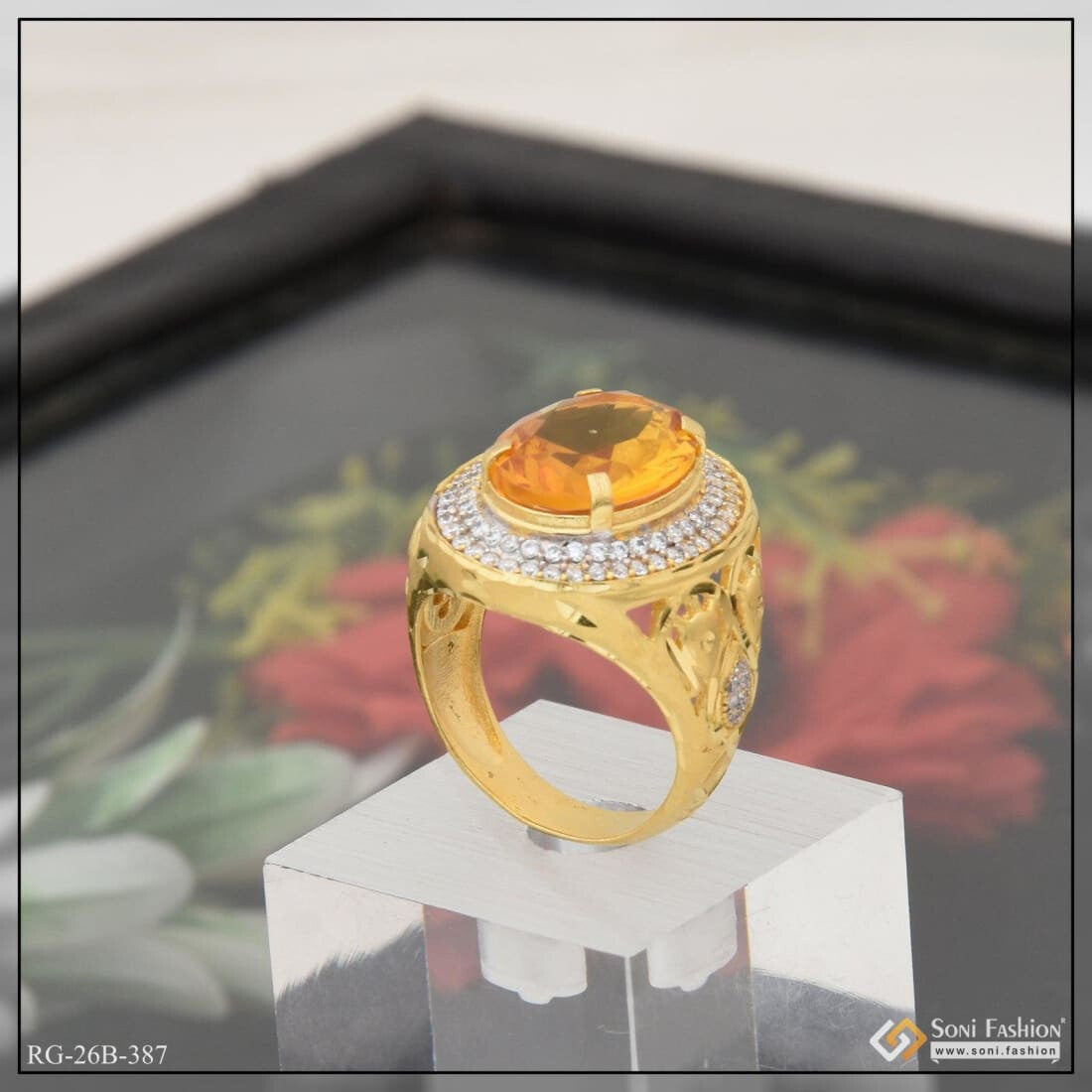 1 Gram gold plated jadau ring | Rings, Adjustable rings, Floral border