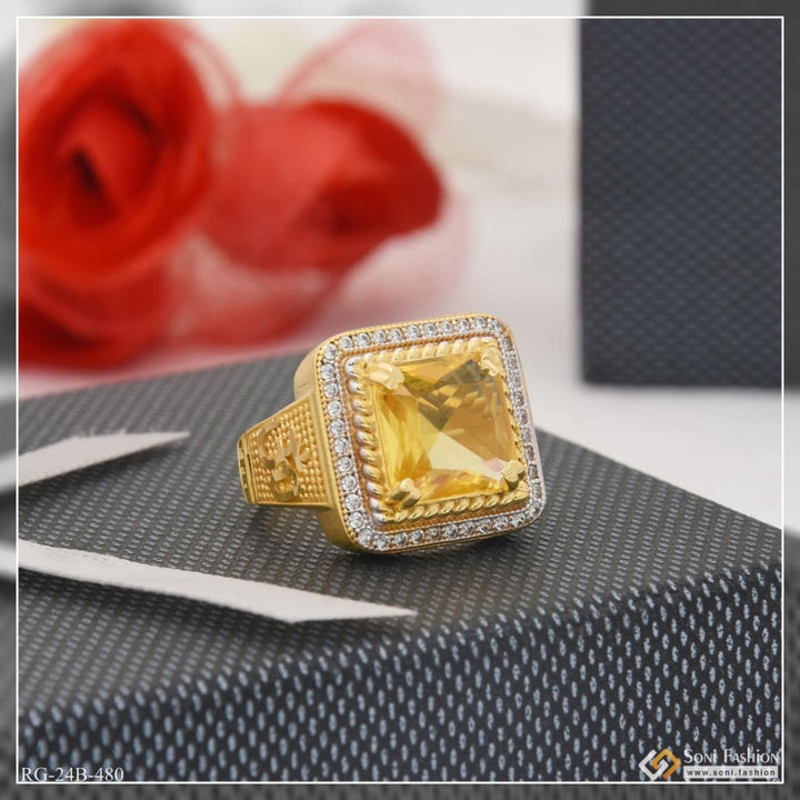 Gram Gold Plated Yellow Stone with Diamond Best Quality Ring for