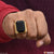 1 Gram Gold Forming Black Stone with Diamond Gold Plated Ring - Style A205