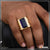 1 Gram Gold Forming Blue Stone With Diamond Funky Design Ring For Men - Style A781
