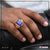 1 Gram Gold Forming Blue Stone with Diamond Glittering Design Ring - Style A458