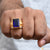 1 Gram Gold Forming Blue Stone with Diamond Gorgeous Design Ring - Style A227