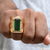 1 Gram Gold Forming Green Stone With Diamond Delicate Design Ring - Style A269