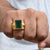1 Gram Gold Forming Green Stone with Diamond Delicate Design Ring for Men - Style A217