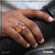 1 Gram Gold Forming Red Stone with Diamond Delicate Design Ring - Style A466