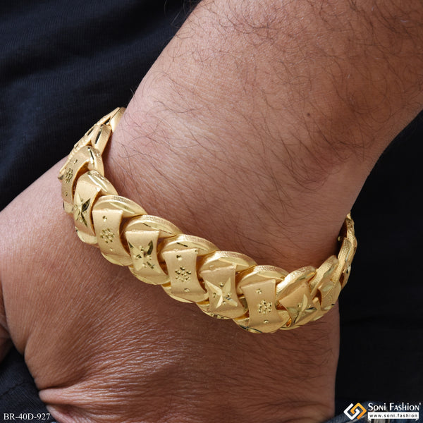 1 Gram Gold Plated 2 In 1 Pokal Bracelet for Men - Style D927