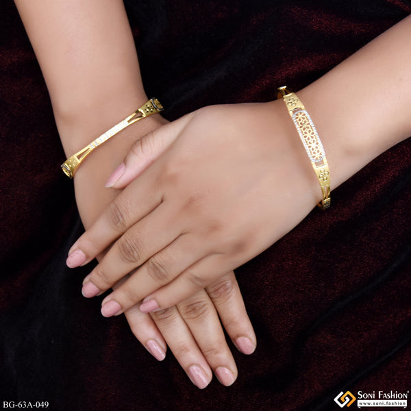 1 Gram Gold Plated Artisanal Design Bangles for Ladies - Style A049