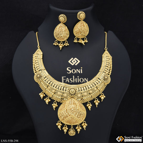 1 Gram Gold Plated Artisanal Design Necklace Set for Women - Style B298