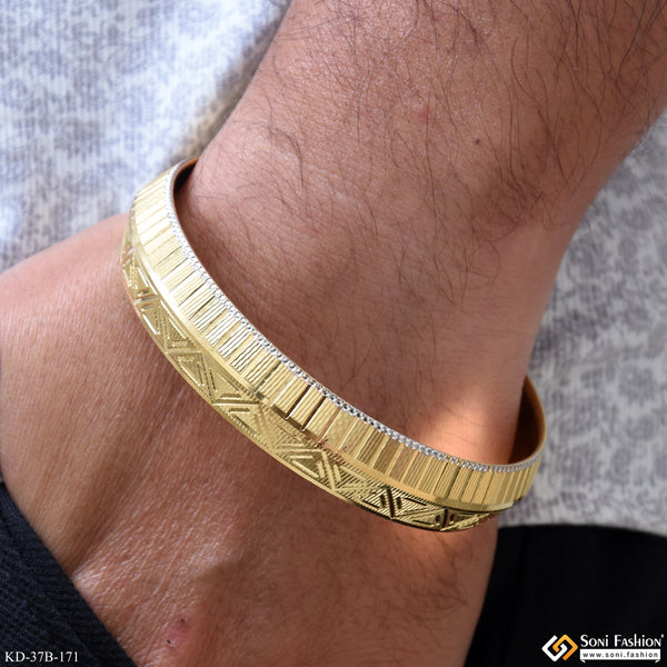 1 Gram Gold Plated Artisanal Design Punjabi Kada for Men - Style B171