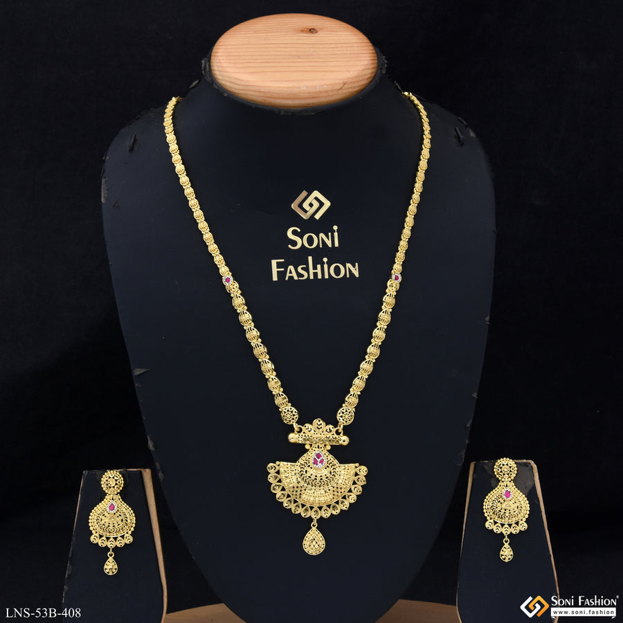 1 Gram Gold Plated Charming Design Necklace Set for Women - Style B408