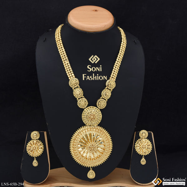 1 Gram Gold Plated Dazzling Design Necklace Set for Women - Style B294