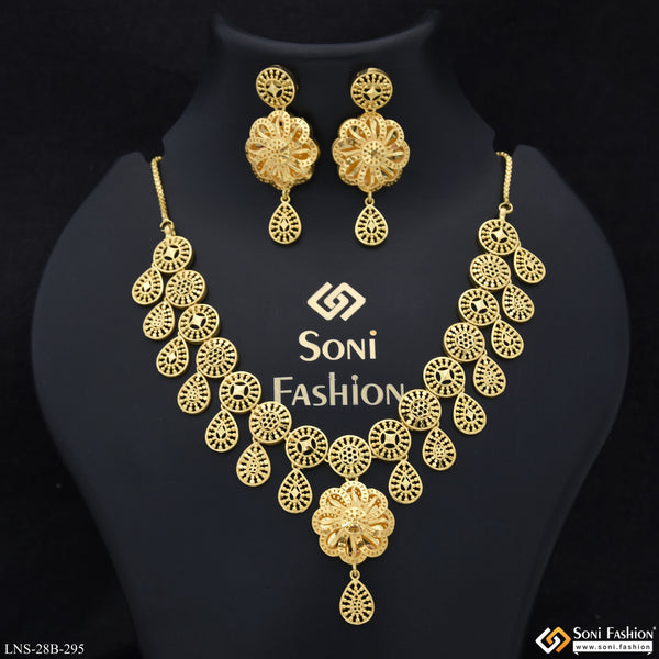 1 Gram Gold Plated Designer Necklace Set for Women - Style B295