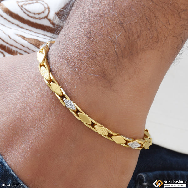 1 Gram Gold Plated Diamond Cut Design Bracelet for Men - Style E172