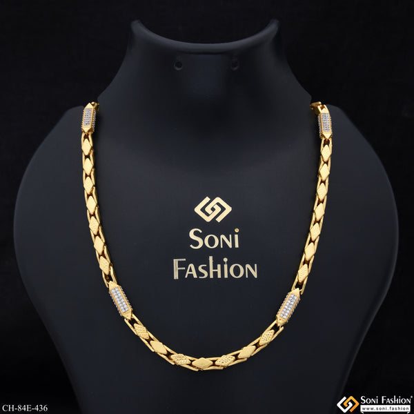 1 Gram Gold Plated Diamond Cut Design Chain for Men - Style E436