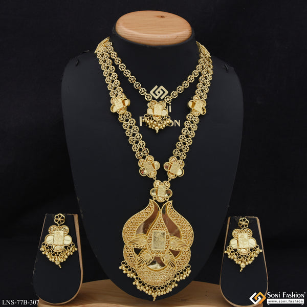 1 Gram Gold Plated Fashionable Necklace Set for Women - Style B307