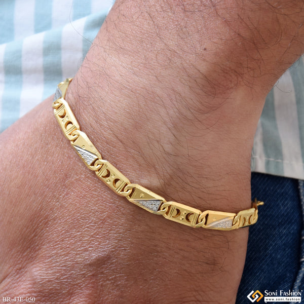 1 Gram Gold Plated Glittering Design Nawabi Bracelet for Men - Style E050