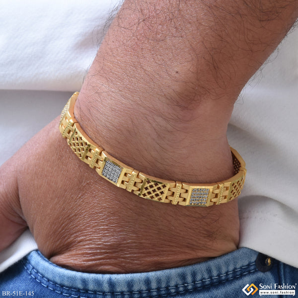 1 Gram Gold Plated Gorgeous Design Bracelet for Men - Style E145