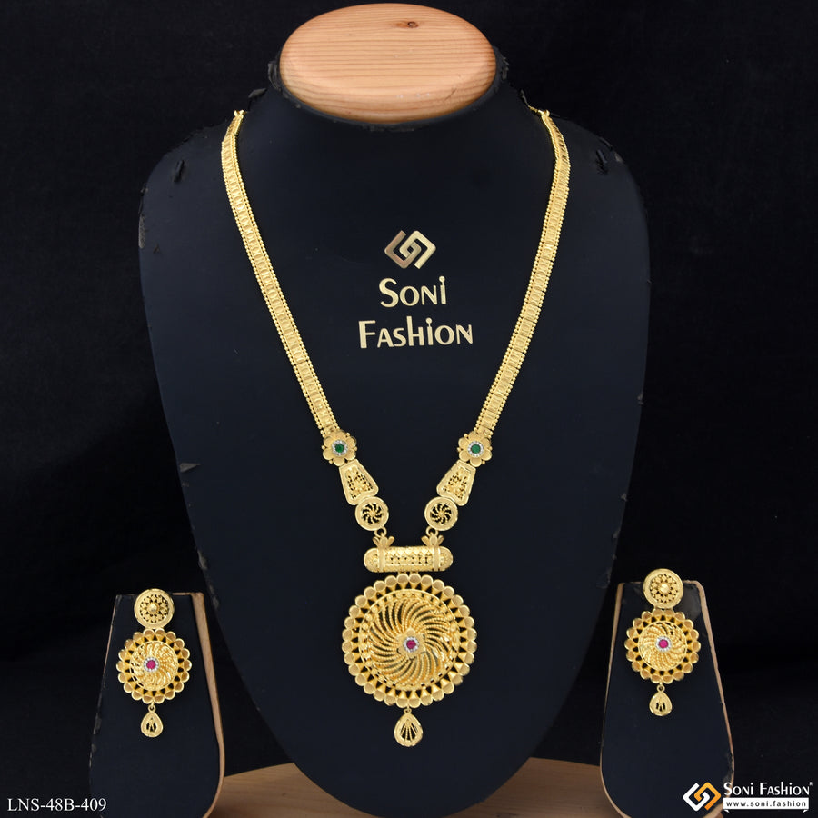 1 Gram Gold Plated Gorgeous Design Necklace Set for Women - Style B409