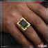 1 Gram Gold Plated Green Stone With Diamond Funky Design Ring For Men - Style B212