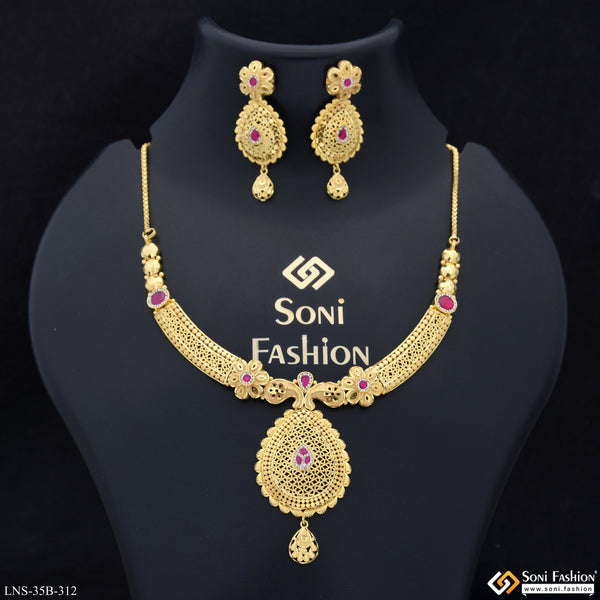 1 Gram Gold Plated New Style Necklace Set for Women - Style B312