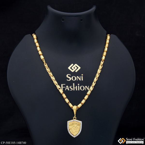 1 Gram Gold Plated Om Pendant With Chain for Men (CP-E185-B740)