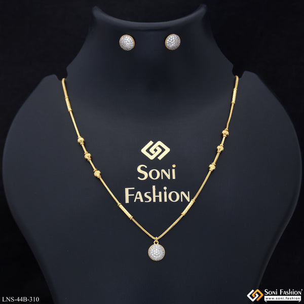 1 Gram Gold Plated Opulent Design Necklace Set for Ladies - Style B310