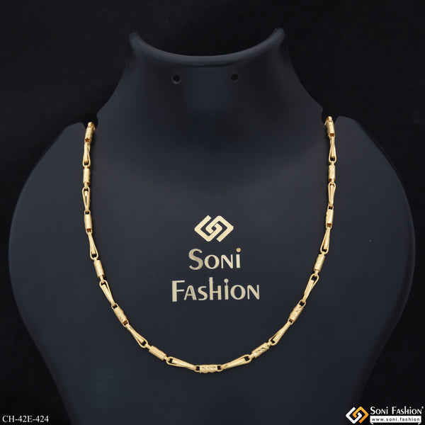 1 Gram Gold Plated Pipe Chain for Men - Style E424
