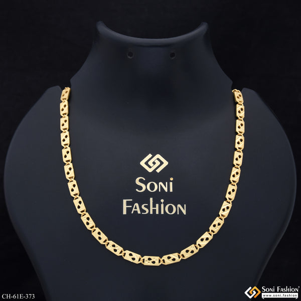 1 Gram Gold Plated Popular Design Biscuit Chain for Men - Style E373