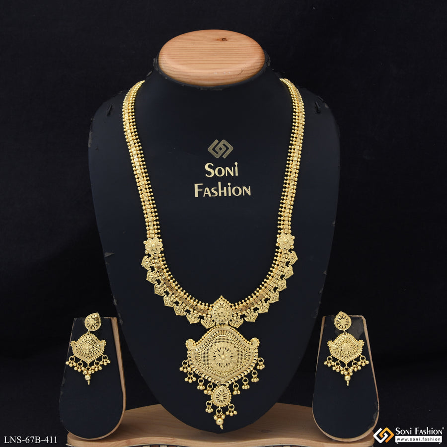 1 Gram Gold Plated Radiant Design Necklace Set for Women - Style B411