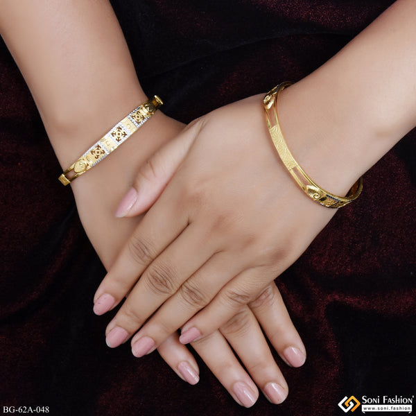1 Gram Gold Plated Sparkling Design Bangles for Ladies - Style A048