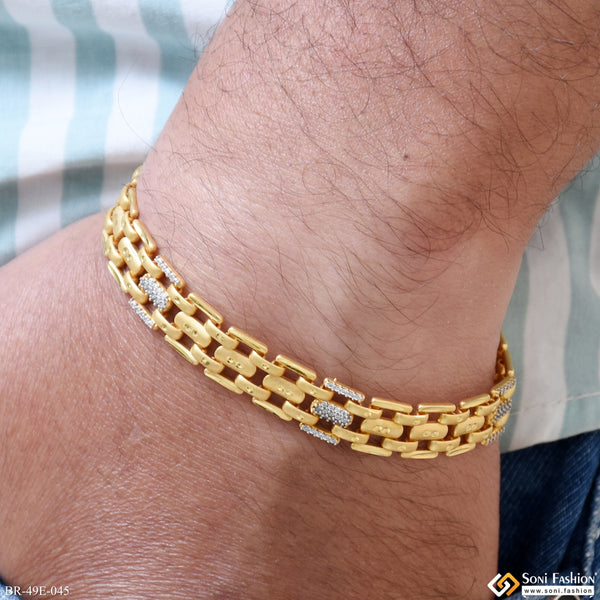 1 Gram Gold Plated Stylish Design Best Quality Bracelet for Men - Style E045