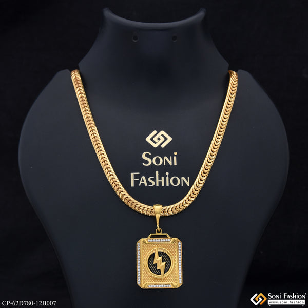 1 Gram Gold Plated Thunder Pendant With Chain for Men (CP-D780-B007)