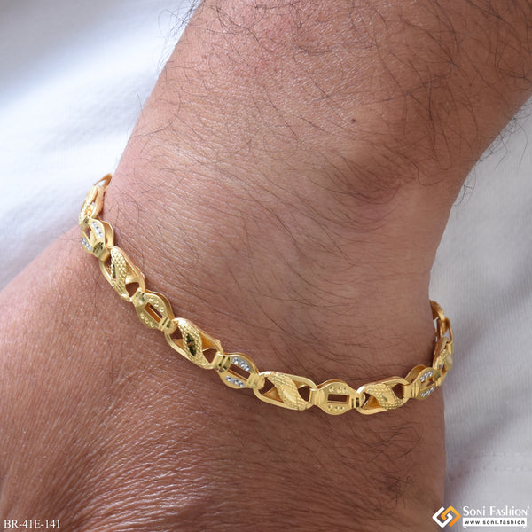1 Gram Gold Plated Trending Design Kohli Bracelet for Men - Style E141
