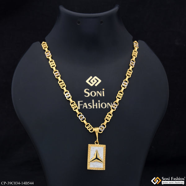 1 Gram Gold Plated Triangle Latest Design Pendant With Chain for Men (CP-C034-B544)