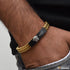 2 Line Superior Quality Graceful Design Black & Golden Color Bracelet - Style C164