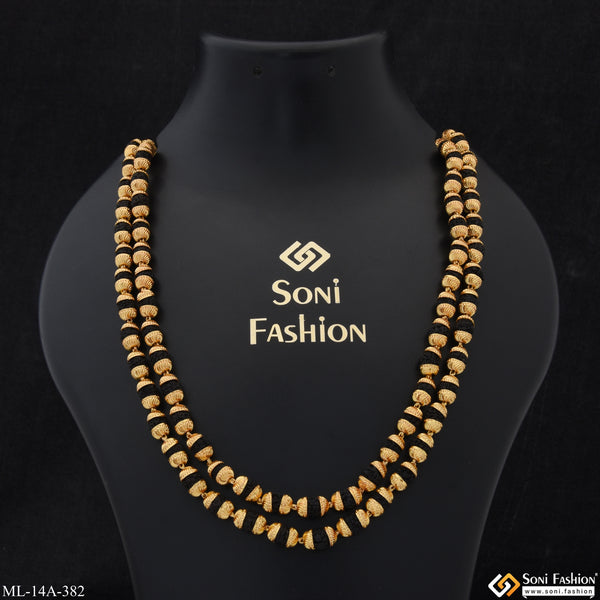 2 Line Dainty Design Best Quality Gold Plated Rudraksha Mala for Men - Style A382