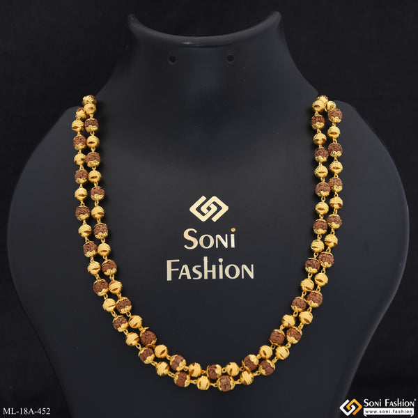 2 Line Gold Plated Rudraksha Mala for Men - Style A452