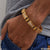 Three-line gold plated bracelet for men with diamonds, Style B203