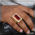 1 Gram Gold Plated Red Stone with Diamond Fashionable Design Ring - Style A958