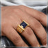 Blue Stone with Diamond Sophisticated Design Gold Plated Ring for Men - Style A832