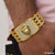 4 line diamonds lion face with diamond gold plated bracelet