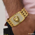 4 Line Diamonds Lion Face with Diamond Gold Plated Bracelet for Men - Style A291