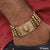 5 line rudraksha cool design gold plated lion face bracelet