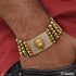 5 Line Rudraksha Cool Design Gold Plated Lion Face Bracelet with Diamonds - Style A085