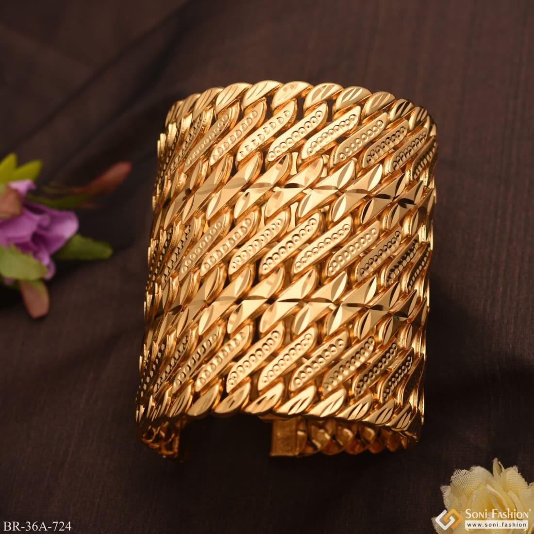 Flower Design One Gram Gold Plated Set of 6 Traditional Bangles for Women  and Girls