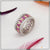 Sterling silver ring with pink stones and diamonds - LRG-111, hand-finished design