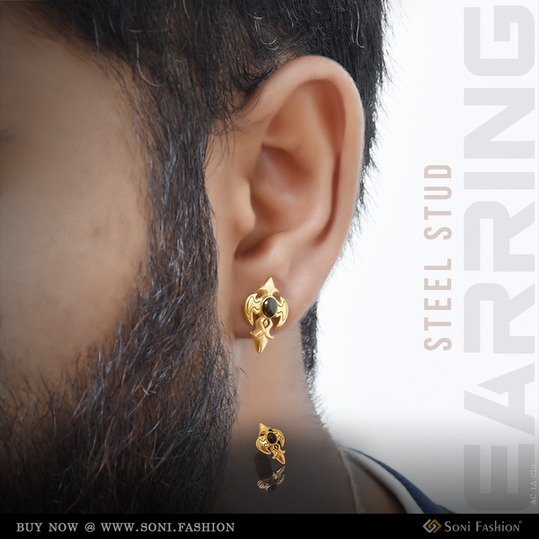 Golden Sword Cross Surgical Steel Stud Earring for Men (1 Pc) - Style A029