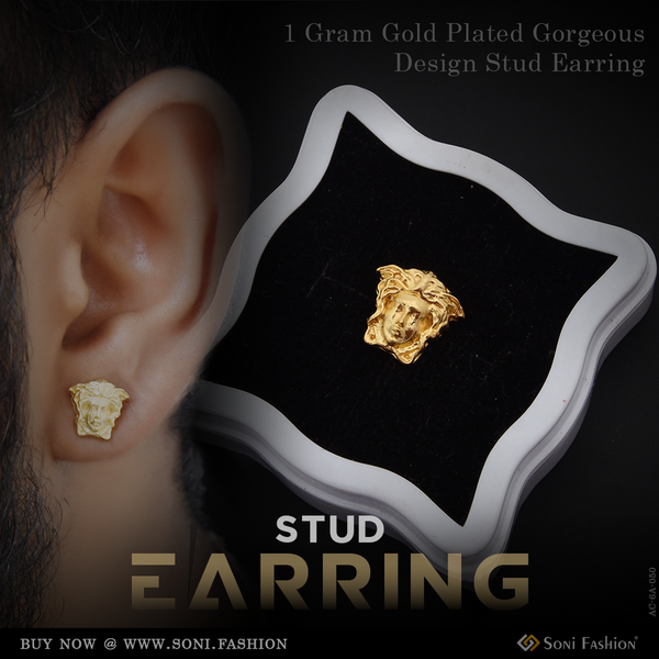 1 Gram Gold Plated Gorgeous Design Stud Earring for Men (1 Pc) - Style A050