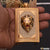 Ambos Big Lion With Red Mouth In Diamonds Rectangle Gold Plated Pendant - Style A527